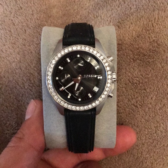 fossil black silicone strap